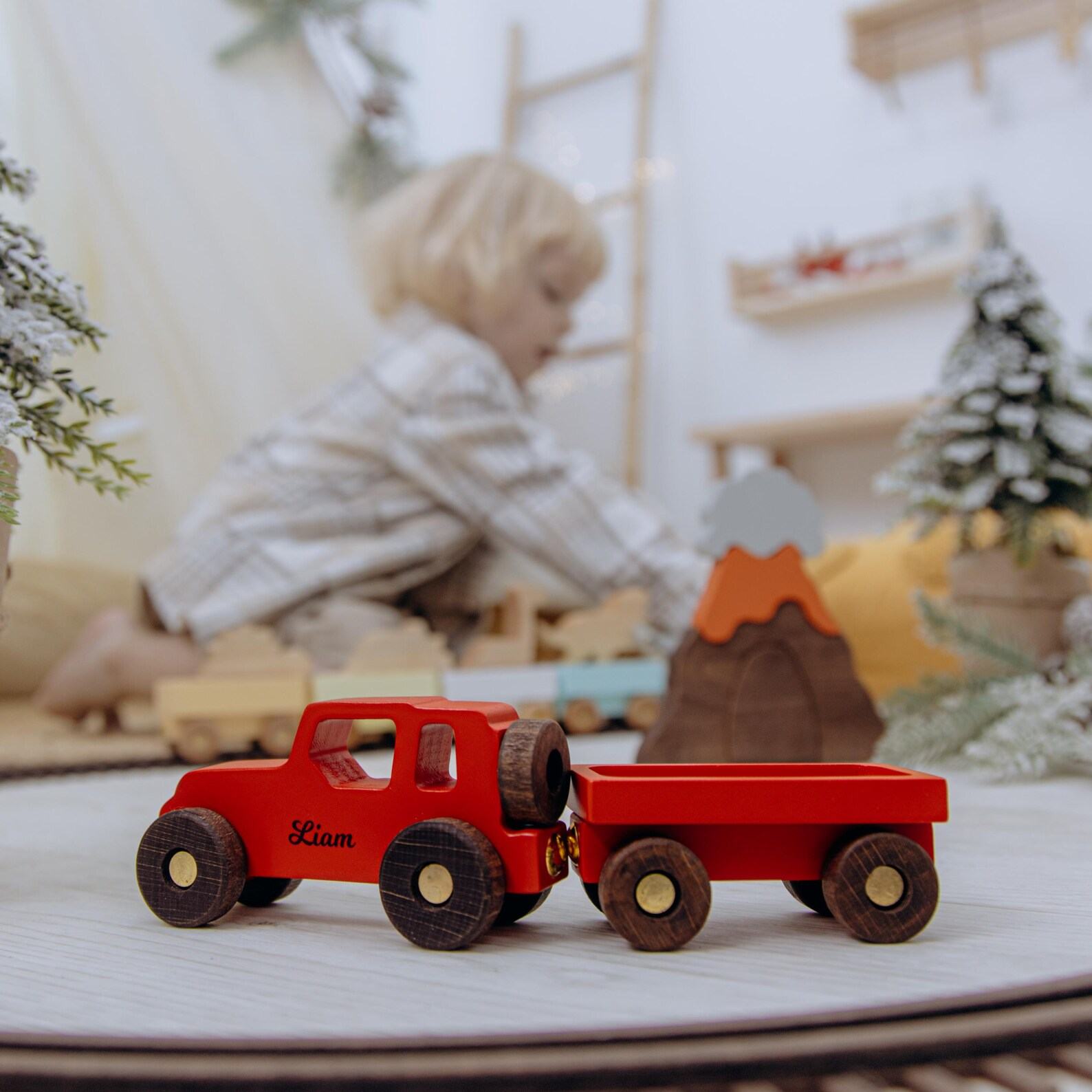 Handmade Wooden Farm Animals Set  Personalized Toddler Toys, Easter & Birthday Present