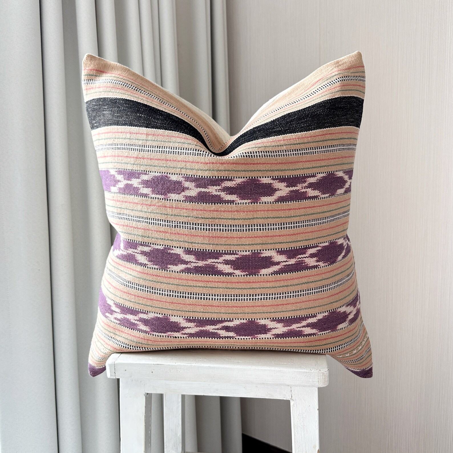 Handwoven Cotton Pillow Cover Ethnic Kariang Tribe Decor for Modern Boho Chic Interiors