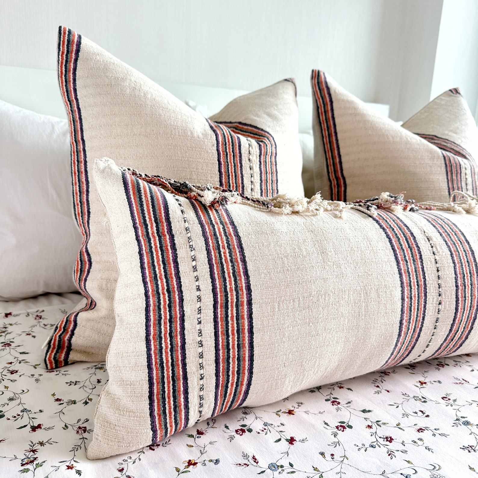 Handwoven Cotton Pillow Cover Natural Dye Textiles for Modern and Bohemian Decor