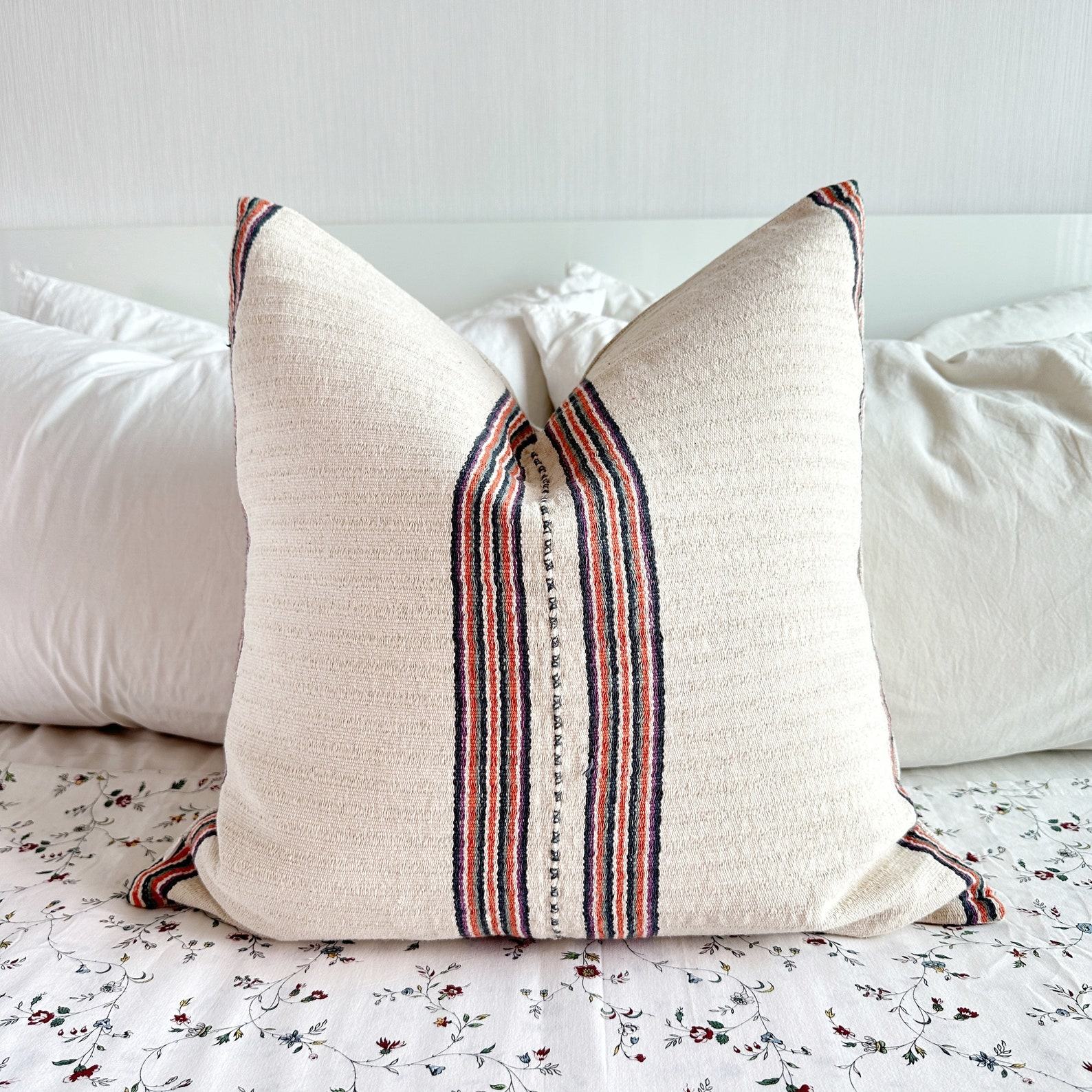 Handwoven Cotton Pillow Cover Natural Dye Textiles for Modern and Bohemian Decor