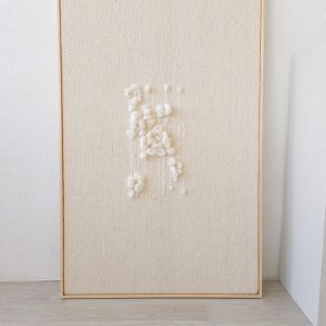 Handwoven Wool Tapestry Wall Art – Natural Boho Japandi Decor – Framed Minimalist Hanging