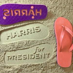 HARRIS for PRESIDENT Flip Flops Walk in Style with 140 Vibrant Colors and a Sandy Impression