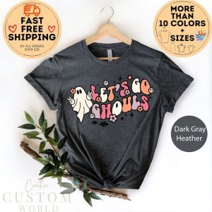 Hauntingly Chic “Let’s Go Ghouls” Vintage Halloween T-shirt for Spooky Season