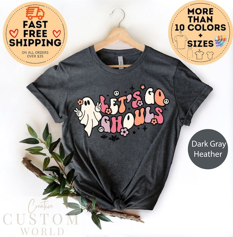 Hauntingly Chic “Let’s Go Ghouls” Vintage Halloween T-shirt for Spooky Season