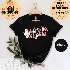 Hauntingly Chic “Let’s Go Ghouls” Vintage Halloween T-shirt for Spooky Season