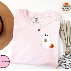 Hauntingly Cute Comfort Colors Ghost Coffee Shirt for Spooky Coffee Lovers