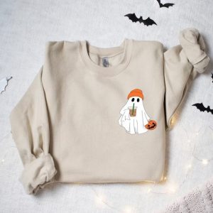 Hauntingly Cute Little Ghost Ice Coffee Sweatshirt for Spooky Season