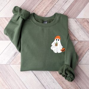 Hauntingly Cute Little Ghost Ice Coffee Sweatshirt for Spooky Season