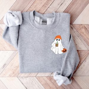 Hauntingly Cute Little Ghost Ice Coffee Sweatshirt for Spooky Season