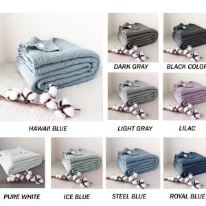 Hawaii Blue Pure Cotton 4-Layer Gauze All-Season Throw Blanket for California King, Queen, Twin, and Toddler Beds