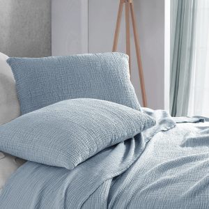 Hawaii Blue Pure Cotton 4-Layer Gauze All-Season Throw Blanket for California King, Queen, Twin, and Toddler Beds