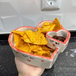 Heart-Shaped Chip and Dip Bowl The Perfect Treat for Romantic Evenings