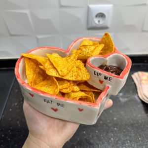 Heart-Shaped Chip and Dip Bowl The Perfect Treat for Romantic Evenings