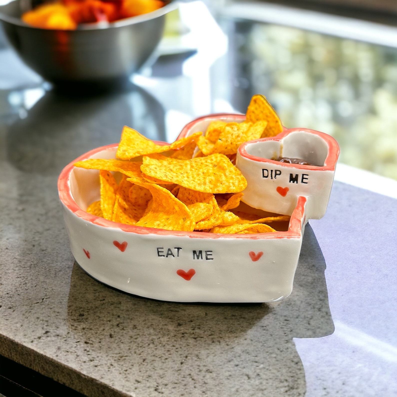 Heart-Shaped Chip and Dip Bowl The Perfect Treat for Romantic Evenings
