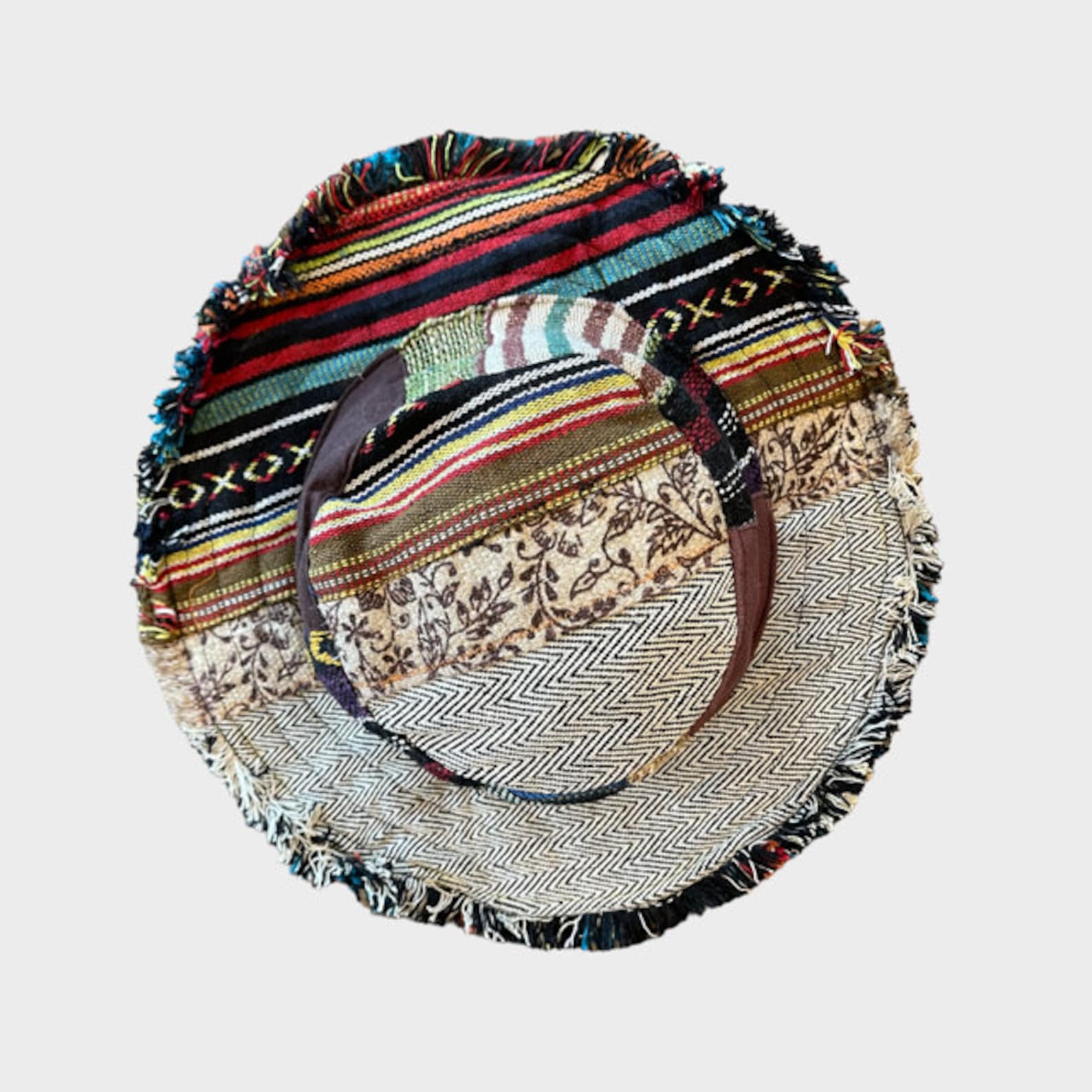 Hemp Patchwork Bucket Hat Eco-Friendly, Handmade Sun Protection for Beach and Beyond