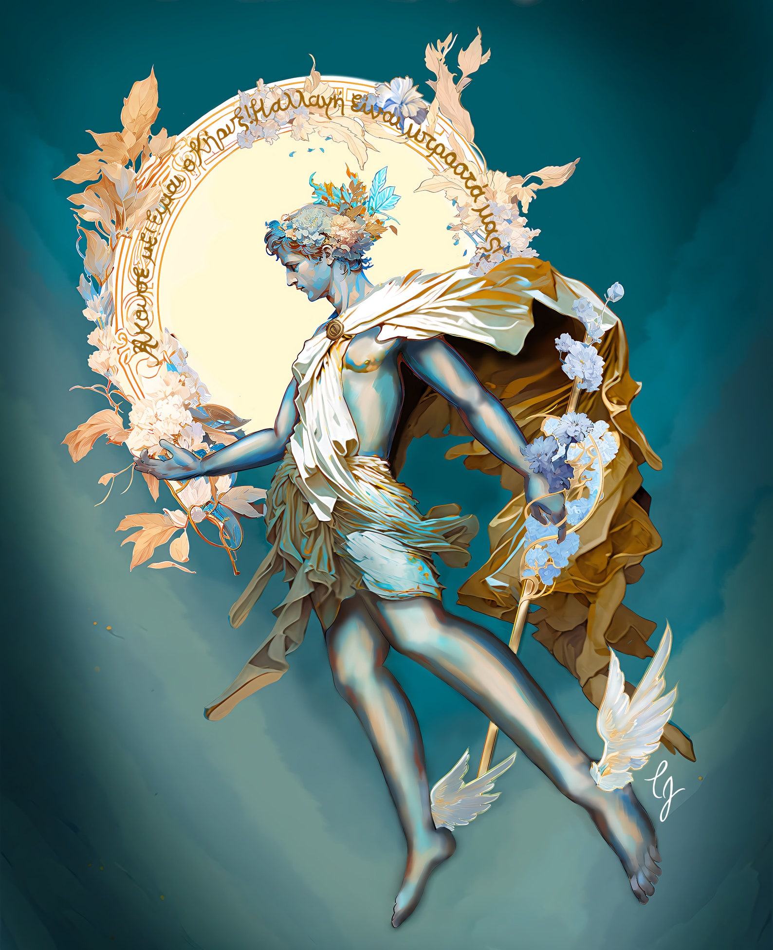 Hermes, Mercury Art Nouveau and Art Deco Mythology Print – A Journey Through Time and Symbolism - Image 2