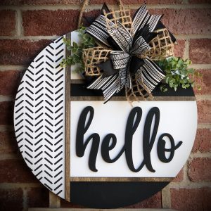 Herringbone Welcome Door Hanger Greet Guests with Rustic Charm