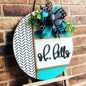 Herringbone Welcome Door Hanger Greet Guests with Rustic Charm
