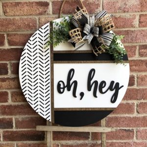 Herringbone Welcome Door Hanger Greet Guests with Rustic Charm