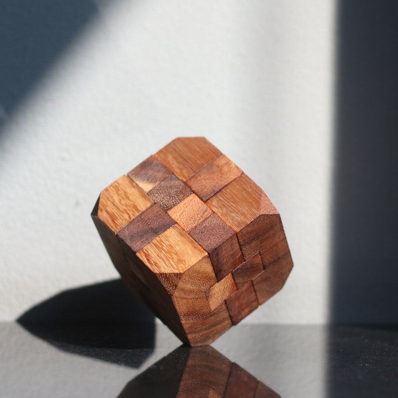 Hidden Passage Intricate Wooden Cube Puzzle for Adults – Handmade 3D Brain Teaser