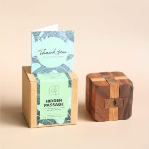Hidden Passage Intricate Wooden Cube Puzzle for Adults – Handmade 3D Brain Teaser