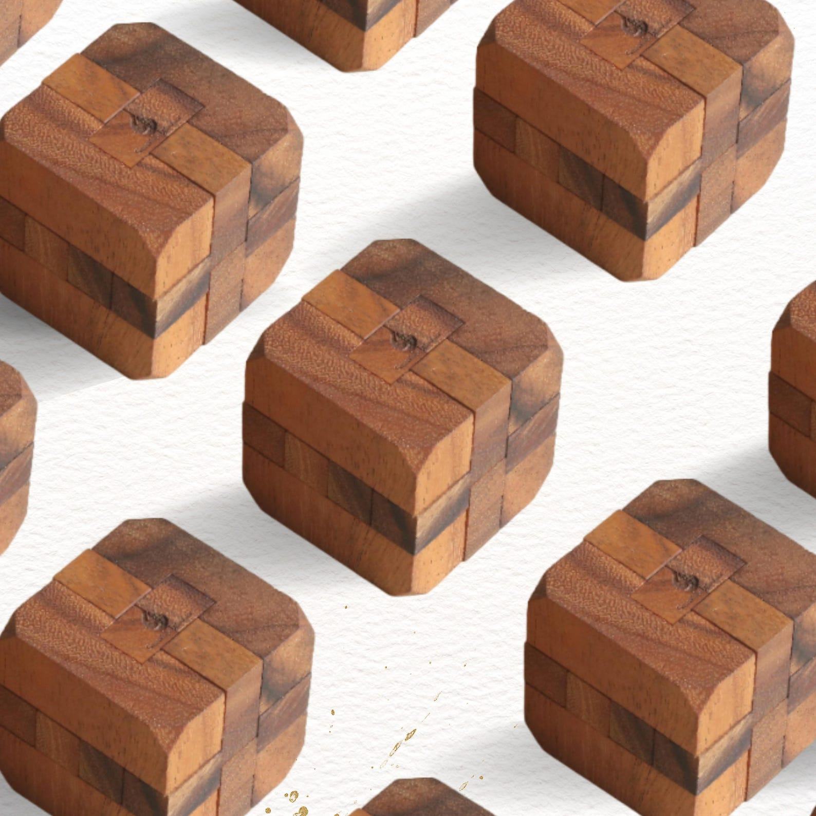 Hidden Passage Intricate Wooden Cube Puzzle for Adults – Handmade 3D Brain Teaser