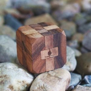 Hidden Passage Intricate Wooden Cube Puzzle for Adults – Handmade 3D Brain Teaser