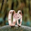 His and Hers Pink Morganite Halo Engagement Ring Set A Symbol of Eternal Love