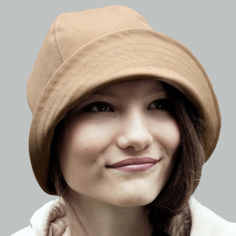 Honey Cotton Sateen Rain Hat Vintage French Workwear Fabric by ZUTBelle-Manon