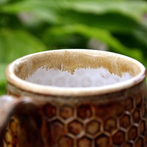 Honeycomb Haven Handmade Pottery Cup with Honey Glaze