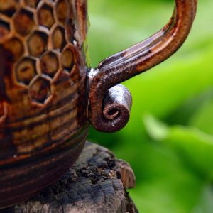 Honeycomb Haven Handmade Pottery Cup with Honey Glaze