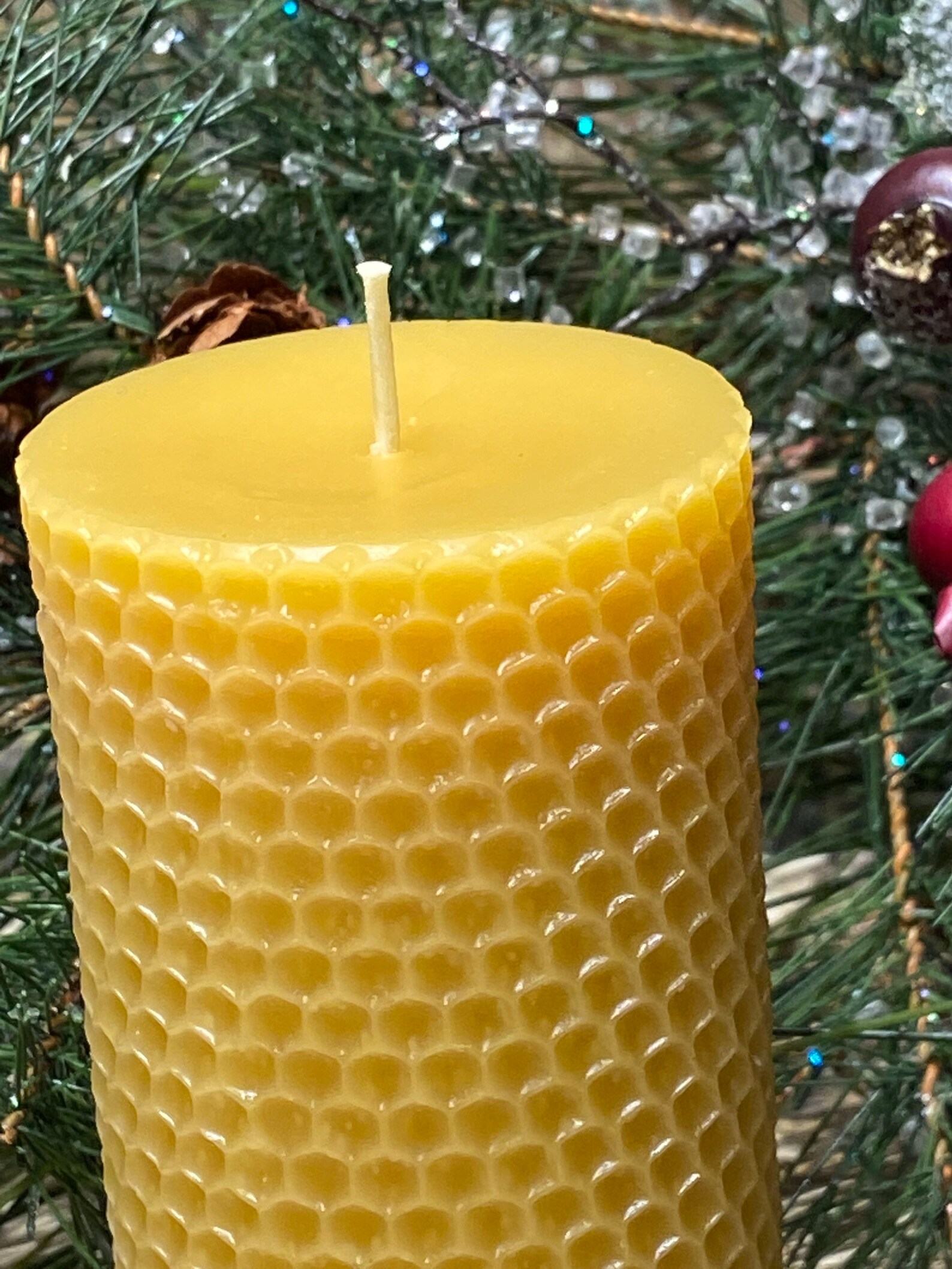 Honeycomb Haven Pure Beeswax Pillar Candle from the Heart of the Hive - Image 2