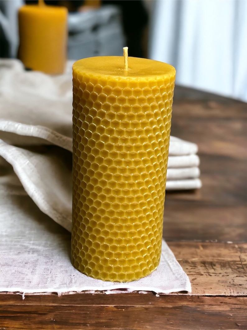 Honeycomb Haven Pure Beeswax Pillar Candle from the Heart of the Hive