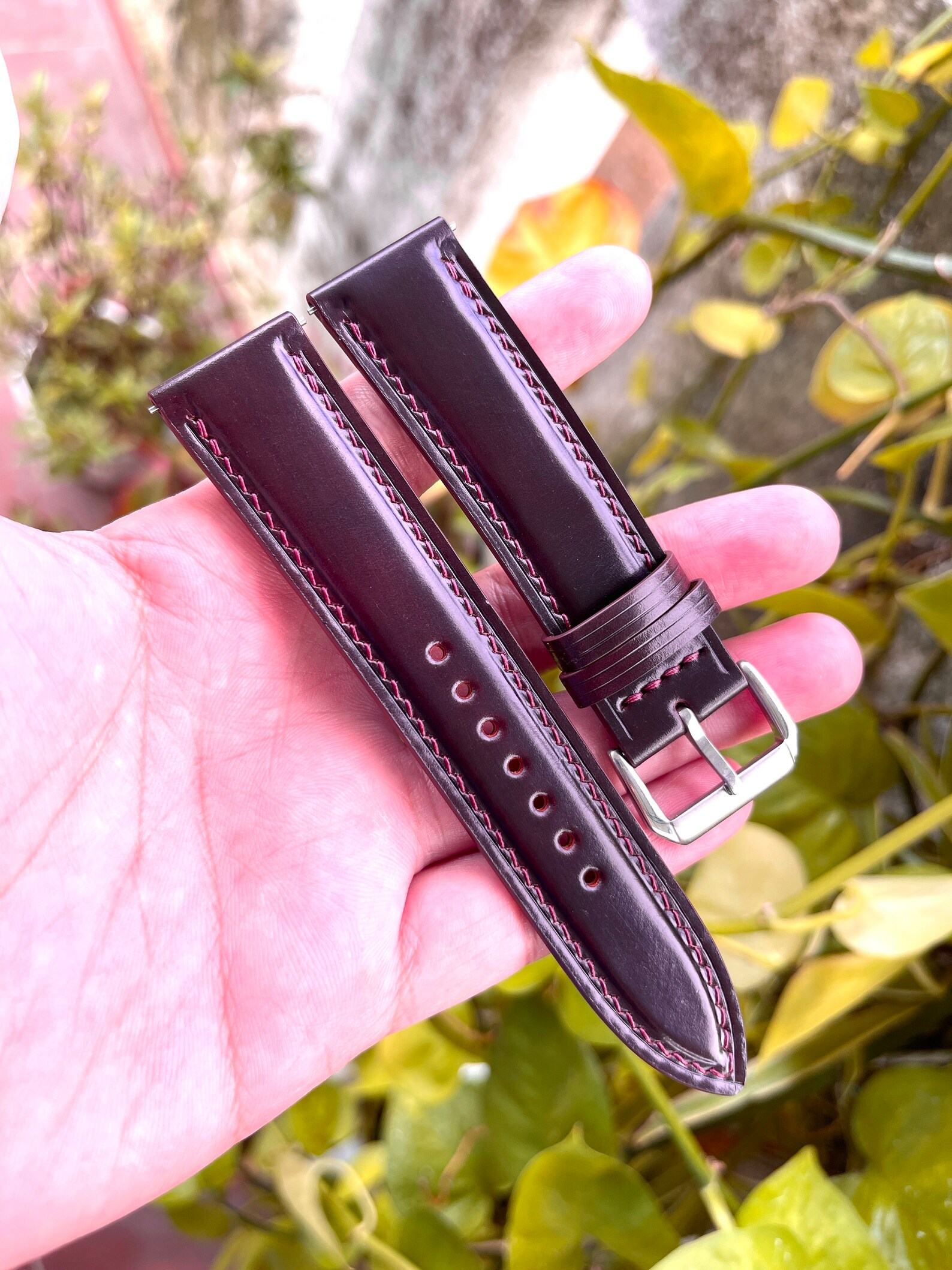 Horween Shell Cordovan Leather Watch Strap Elevate Your Timepiece with Unparalleled Craftsmanship - Image 3