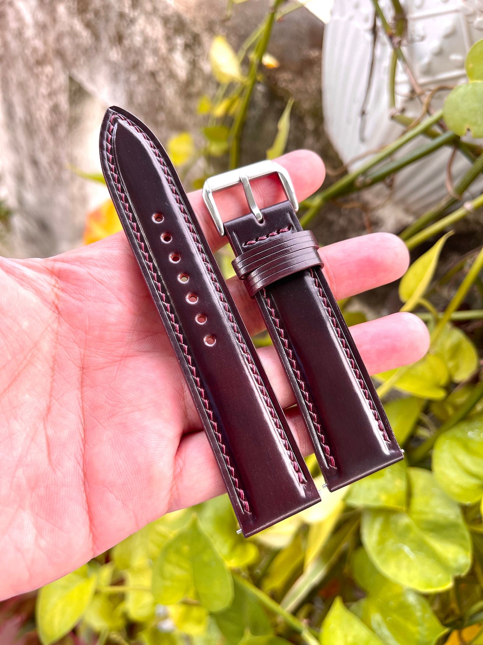 Horween Shell Cordovan Leather Watch Strap Elevate Your Timepiece with Unparalleled Craftsmanship - Image 2