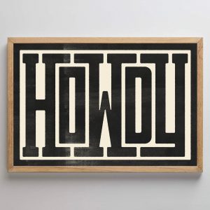 Howdy Typography Art Print Modern Southwestern Wall Decor for a Southern Home