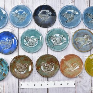 Hummingbird Ceramic Coffee Spoon Rest and Trinket Dish Handmade Stoneware Pottery Item in Vibrant Hues