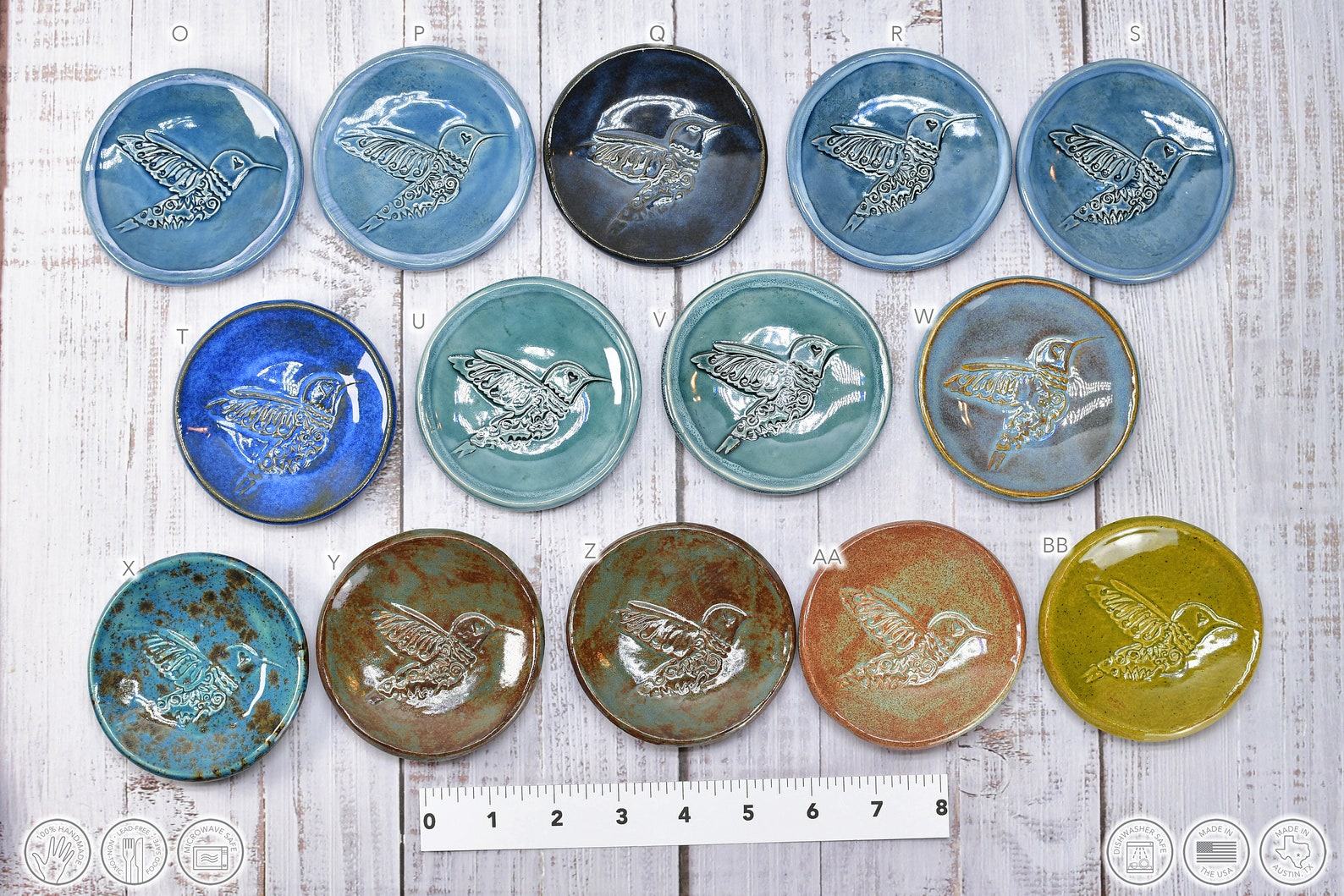 Hummingbird Ceramic Coffee Spoon Rest and Trinket Dish Handmade Stoneware Pottery Item in Vibrant Hues - Image 5