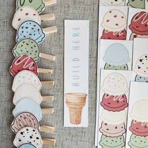 Ice Cream Builder Activity Enhance Fine Motor Skills, Preschool Pattern Learning, and Toddler Fun