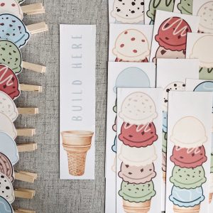 Ice Cream Builder Activity Enhance Fine Motor Skills, Preschool Pattern Learning, and Toddler Fun