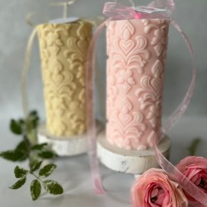 Illuminate Your Home with Timeless Elegance Exquisite Scrollwork Pillar Candle