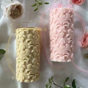 Illuminate Your Home with Timeless Elegance Exquisite Scrollwork Pillar Candle