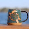 Immerse in the Ocean’s Embrace Handmade Sea Turtle Sanctuary Pottery Mug for Marine Enthusiasts