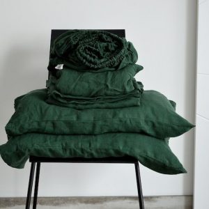 Immerse Yourself in Opulence Luxurious Dark Emerald Linen Sheet Set for Unparalleled Comfort and Style