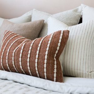 India Rust Textured Stripe Cushion Elevate Your Home Decor with Ethnic Charm