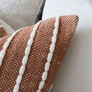 India Rust Textured Stripe Cushion Elevate Your Home Decor with Ethnic Charm