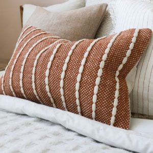 India Rust Textured Stripe Cushion Elevate Your Home Decor with Ethnic Charm