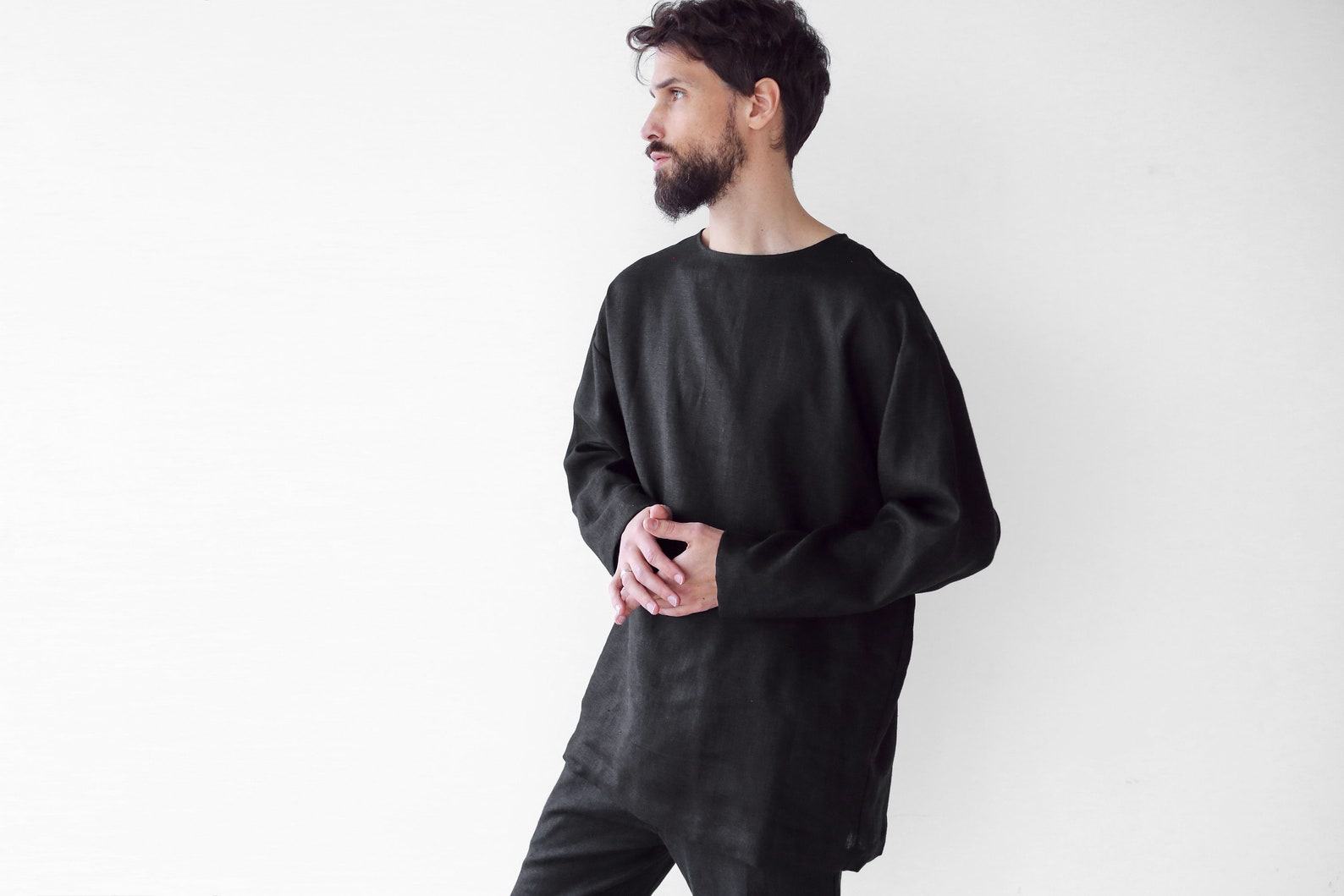 Indulge in Comfort and Style Oversized Linen Sweatshirt for Men - Image 5