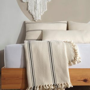 Indulge in Cozy Comfort Wrap Yourself in the Soft Embrace of Our Cotton Cream Turkish Throw Blanket