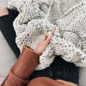 Indulge in Cozy Haven Hand-Knitted Chunky Basketweave Throw for Unrivaled Warmth and Style